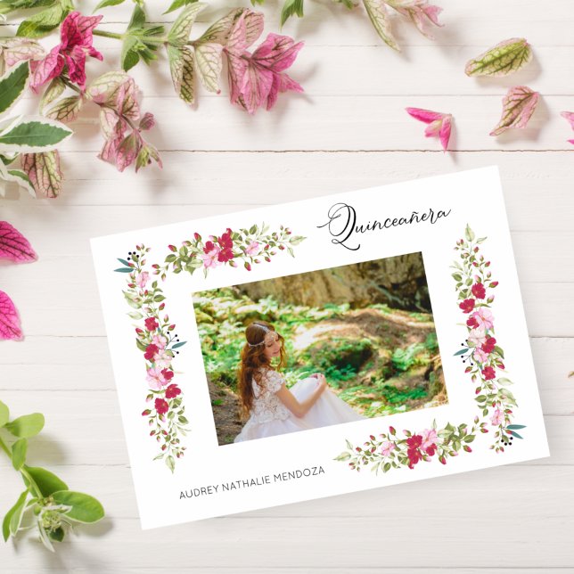 Quinceañera Spanish Whimsical Typography  Invitation (Creator Uploaded)