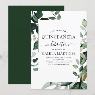 Quinceanera Spring Botanical Greenery Invitation
