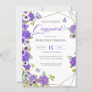 Quinceañera spring garden floral butterfly party i invitation