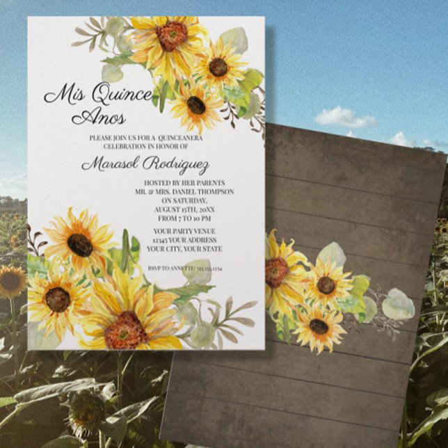 Quinceanera Sunflower Fall Floral Birthday Party  Invitation (Creator Uploaded)