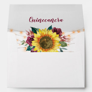 Quinceanera Sunflower Lights Floral Birthday Envelope