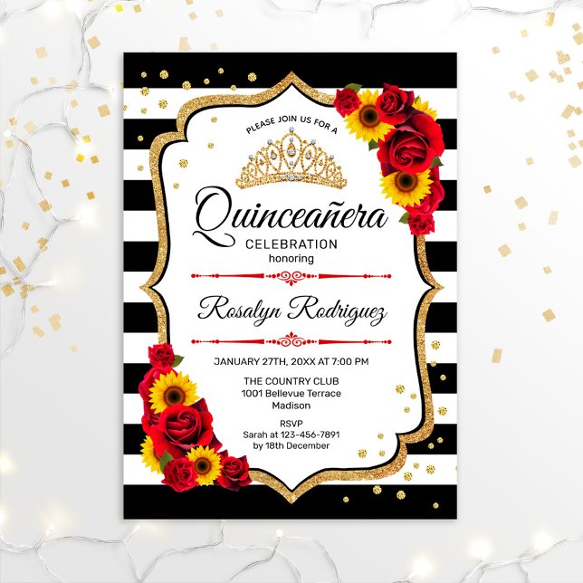 Quinceanera - Sunflowers Roses Invitation (Creator Uploaded)