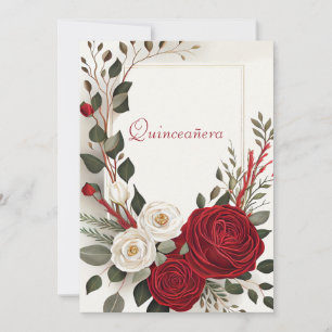 Quinceanera, Sweet Sixteen Red Roses Invitation