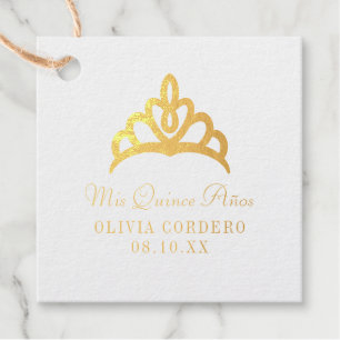Quinceañera Tiara Foil Favour Tags