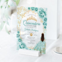 Quinceanera Turquoise Gold Floral