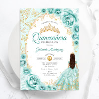 Quinceanera Turquoise Gold Floral