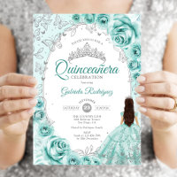 Quinceanera Turquoise Silver Floral