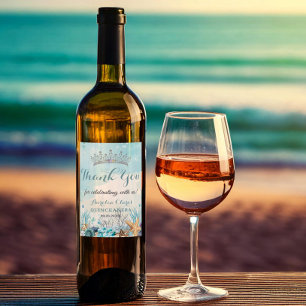 Quinceañera Under the Sea Beach Shells Corals Wine Label