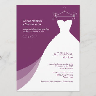 Quinceañera Vestido Púrpura Invitaciones Invitation