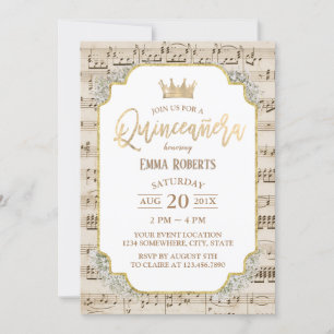 Quinceanera Vintage Music 15th Birthday Invitation