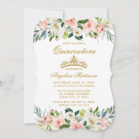 Quinceanera Watercolor Pink Blush White Floral