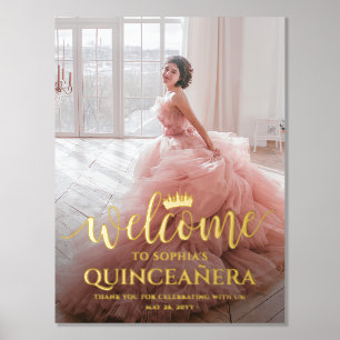 Quinceañera Welcome Script & Photo 15th Birthday Foil Prints