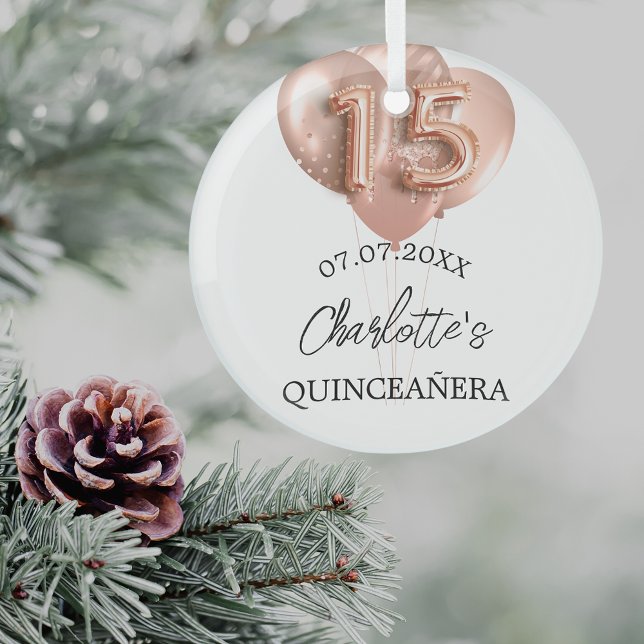 Quinceanera white rose gold balloons name glass tree decoration (Creator Uploaded)