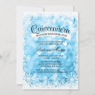 Quinceanera Winter Wonderland Blue Sparkle Invitation