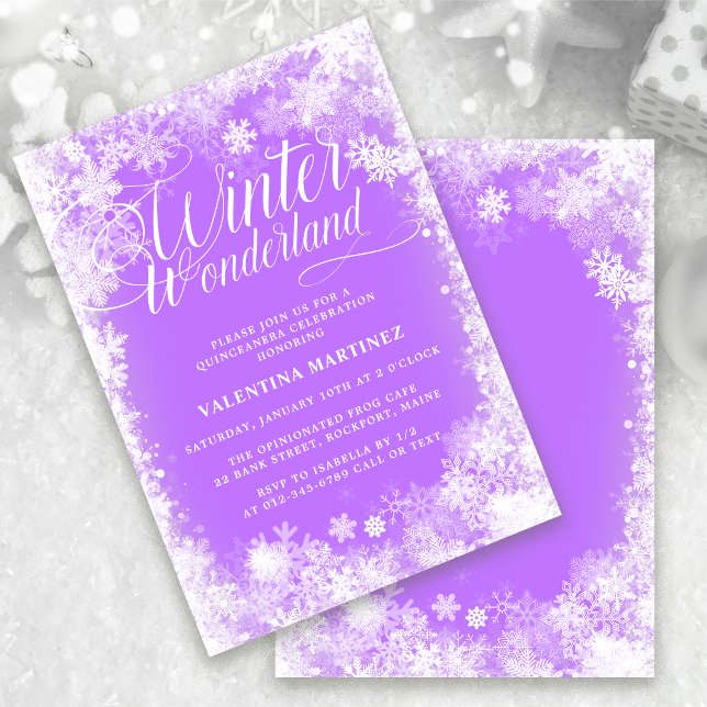 Quinceanera Winter Wonderland Snowflake Invitation (Creator Uploaded)