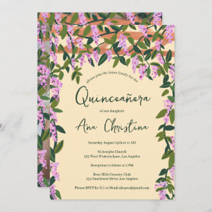 Quinceañera Wisteria Vines Floral Custom Photo  Invitation