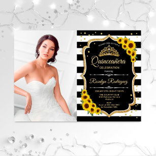 Quinceanera With Photo - Sunflowers Invitation