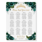 Quinceañera XV Emerald Green Floral Seating Chart