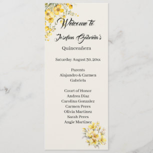 Quinceanera yellow gold double side program card