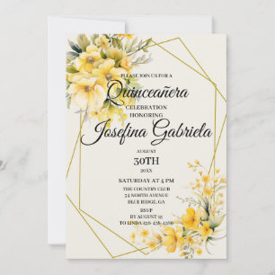 Quinceañera Yellow Gold Invitation