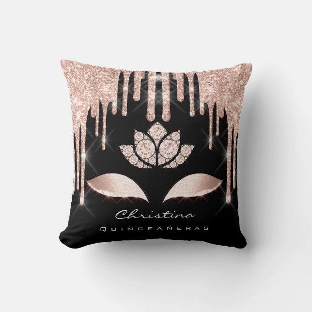 Quinceañeras Sweet 16th 15th Bridal Rose Diamod Cushion (Front)