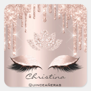 Quinceañeras Sweet 16th 15th Bridal Sparkly Diamod Square Sticker