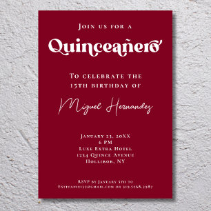 Quinceañero Elegant Burgundy Bold Typography Invitation
