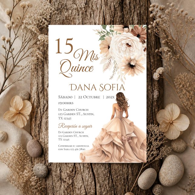 Quincenera Invitation in Spanish Boho (Creator Uploaded)