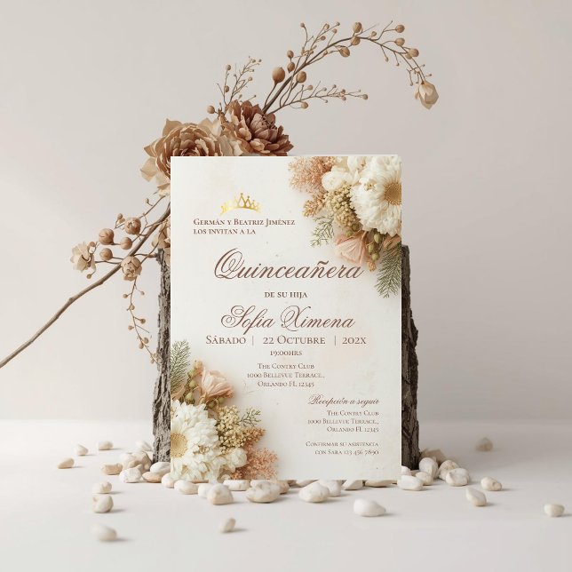 Quincenera Invitation in Spanish Boho (Creator Uploaded)
