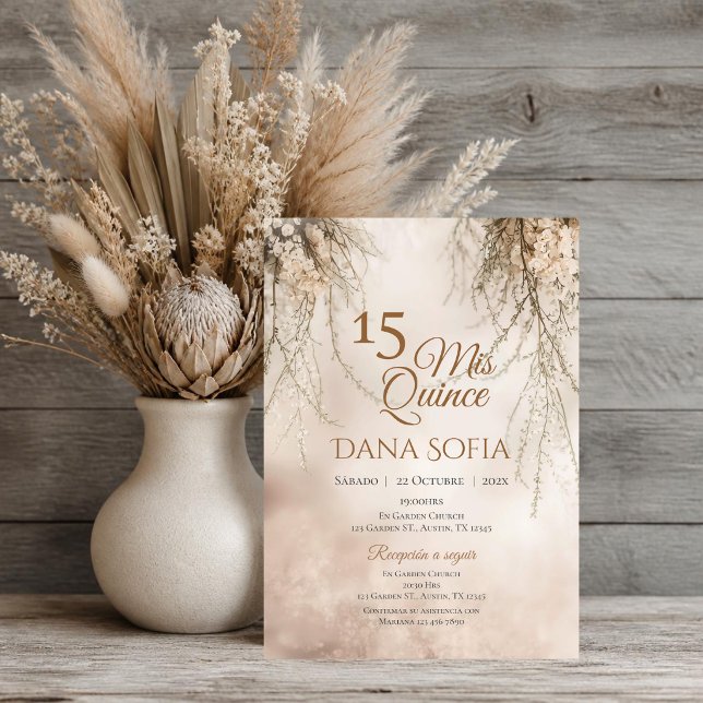 Quincenera Invitation in Spanish Boho (Creator Uploaded)
