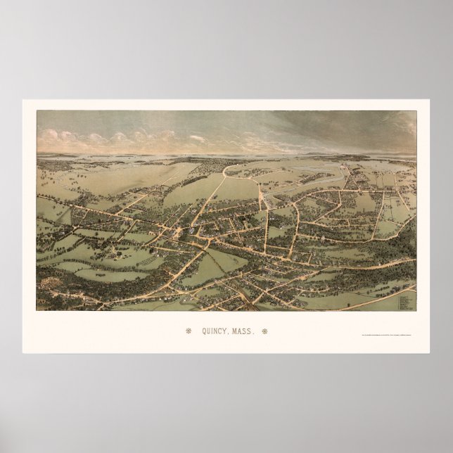Quincy, MA Panoramic Map - 1877 Poster (Front)
