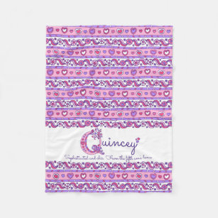 Quincy name meaning pink doodle art blanket