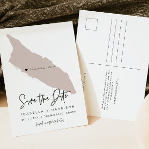 QUINN Aruba Map Save the Date *Moveable Heart! Postcard