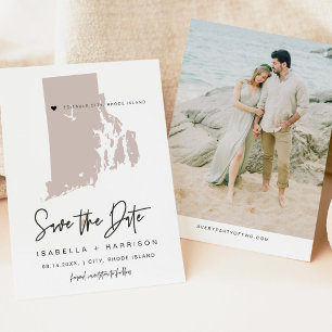 Quinn Blush Pink Rhode Island Map Save the Date Invitation