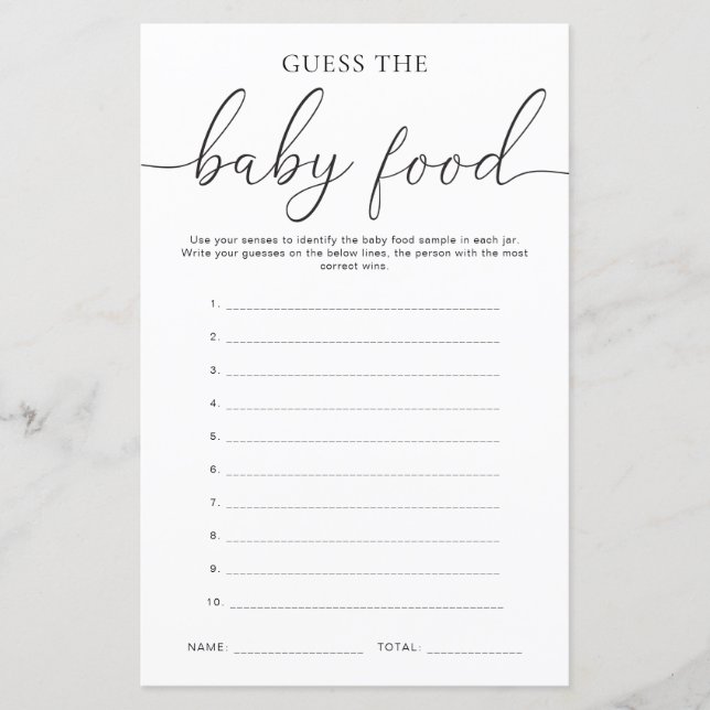 Quinn Minimal Guess The Baby Food Game (Front)
