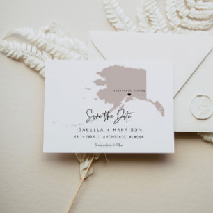 Quinn - Moveable Heart Blush Alaska Map Save Date Postcard