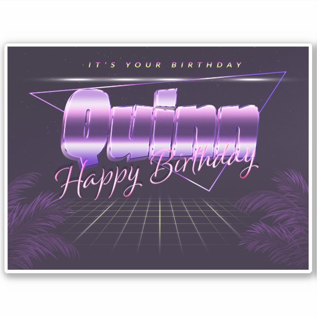 Quinn Name First Name purla retro Sticker Birthday (Front)