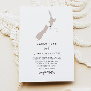 QUINN New Zealand Map Destination Travel Wedding Invitation