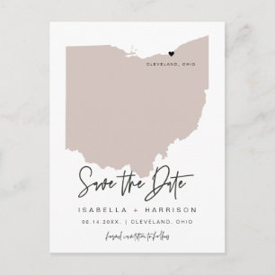 QUINN- Ohio Map Save the Date (Moveable Heart!) Postcard