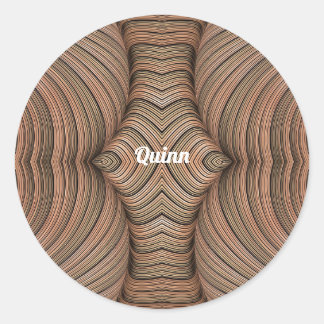 QUINN ~ Pretty Shades of Brown Fractal ~  Classic Round Sticker