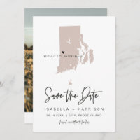 QUINN RHODE ISLAND Blush Map Photo Save the Date