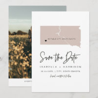 QUINN SOUTH DAKOTA Blush Map Photo Save the Date I