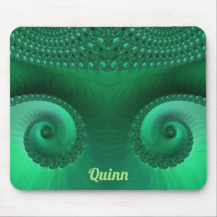QUINN ~ Zany Shades of Green Fractal Pattern  Mouse Pad