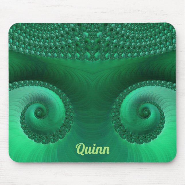 QUINN ~ Zany Shades of Green Fractal Pattern  Mouse Pad (Front)