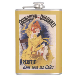Quinquina Dubonnet Aperitif Promotional Poster Hip Flask