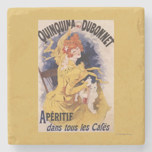 Quinquina Dubonnet Aperitif Promotional Poster Stone Coaster (Front)
