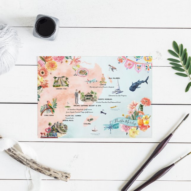 Quintana Roo | Destination Wedding Itinerary Map Invitation (Creator Uploaded)