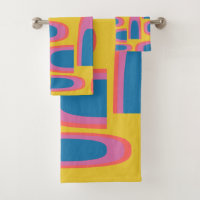 Quirky Abstract Geometric Shapes in Bright Yellow