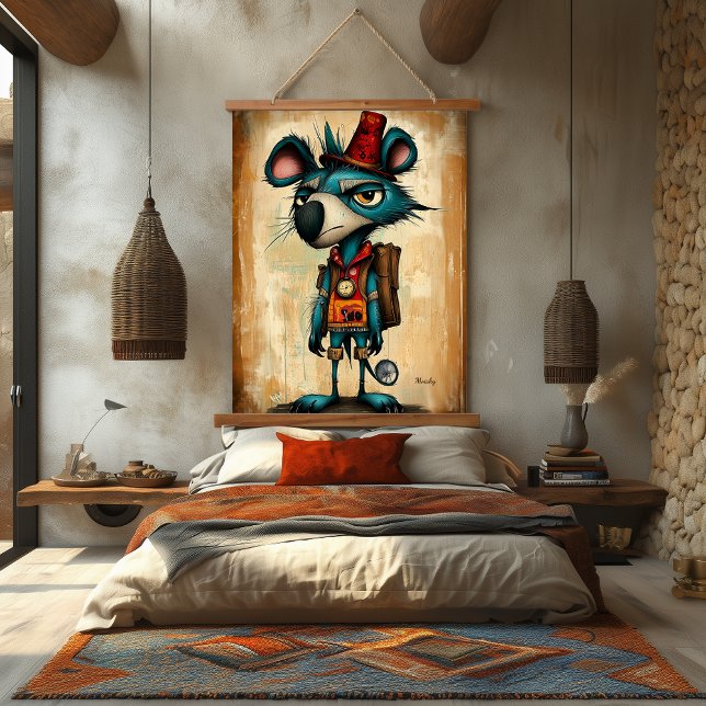 Quirky Abstract Sloth Character Art Hanging Tapestry (Creator Uploaded)