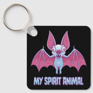 Quirky Albino Bat Spirit Animal Key Ring